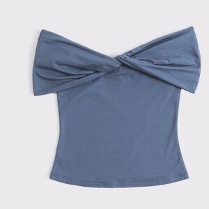 Abercrombie & Fitch Blue Twist Off-Shoulder Blouse